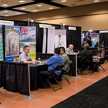 Tradeshow booths on show floor